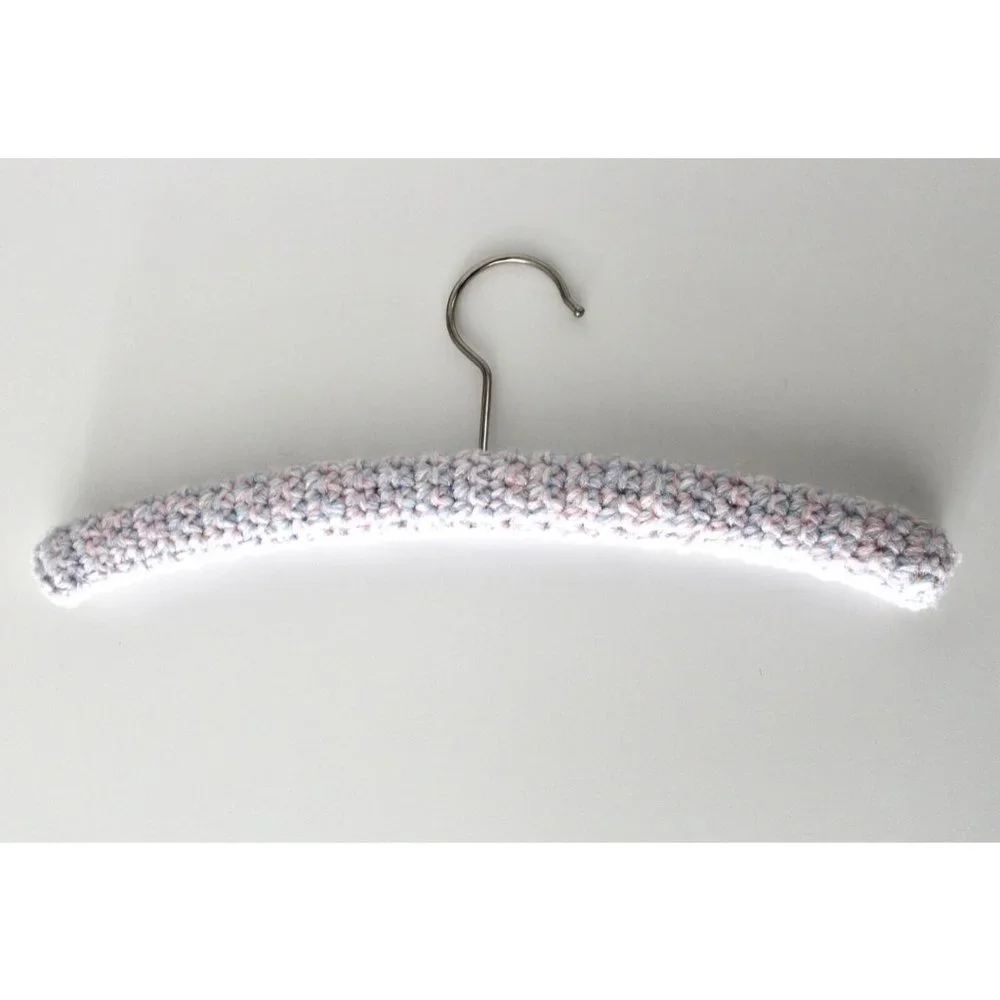Set of 8 Vintage Crochet Yarn Covered Children's Kids Pink Blue Clothing Hangers